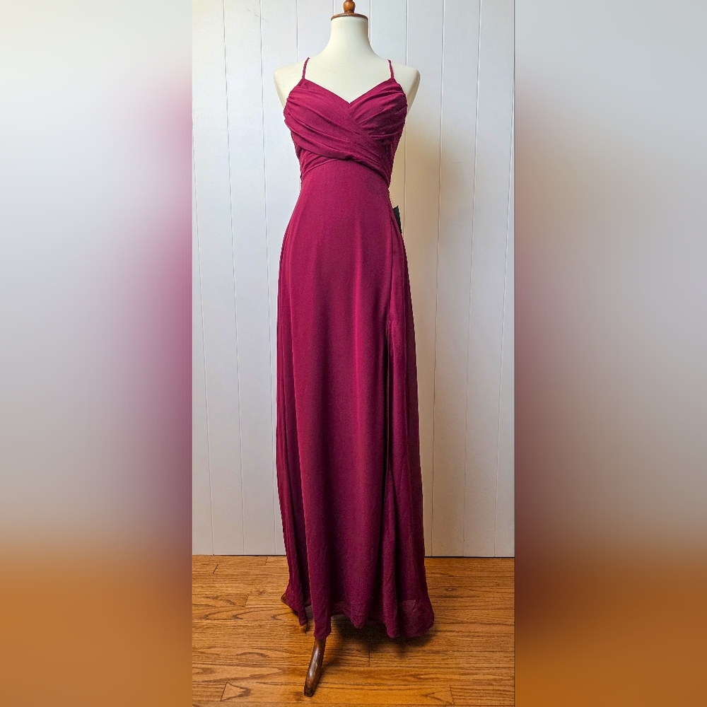 Lulus Heavenly Hues Surplice Maxi Dress – Burgundy, Size S, NWT